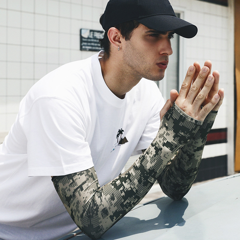 Uv 태양 팔 슬리브 남자 여름 위장 얼음 실크 긴 소 - Outdoor Sport Gloves 리뷰 및 가격